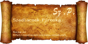 Szedlacsek Piroska névjegykártya